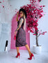 "RUBY FLOWER SORBET 89" midi kleita - sarkana ar melnu